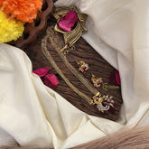 Stylish Red AD Stone Peacock Pendant Layered Chain-G14623